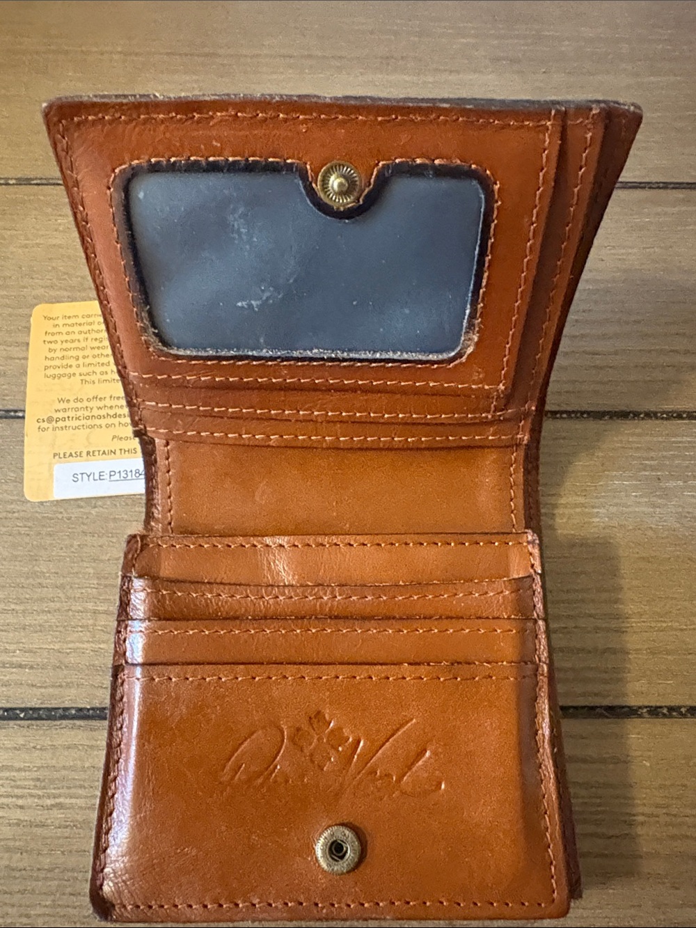 Patricia Nash Tooled Floral Leather Card Holder - Cognac Brown - Picture 5 of 6